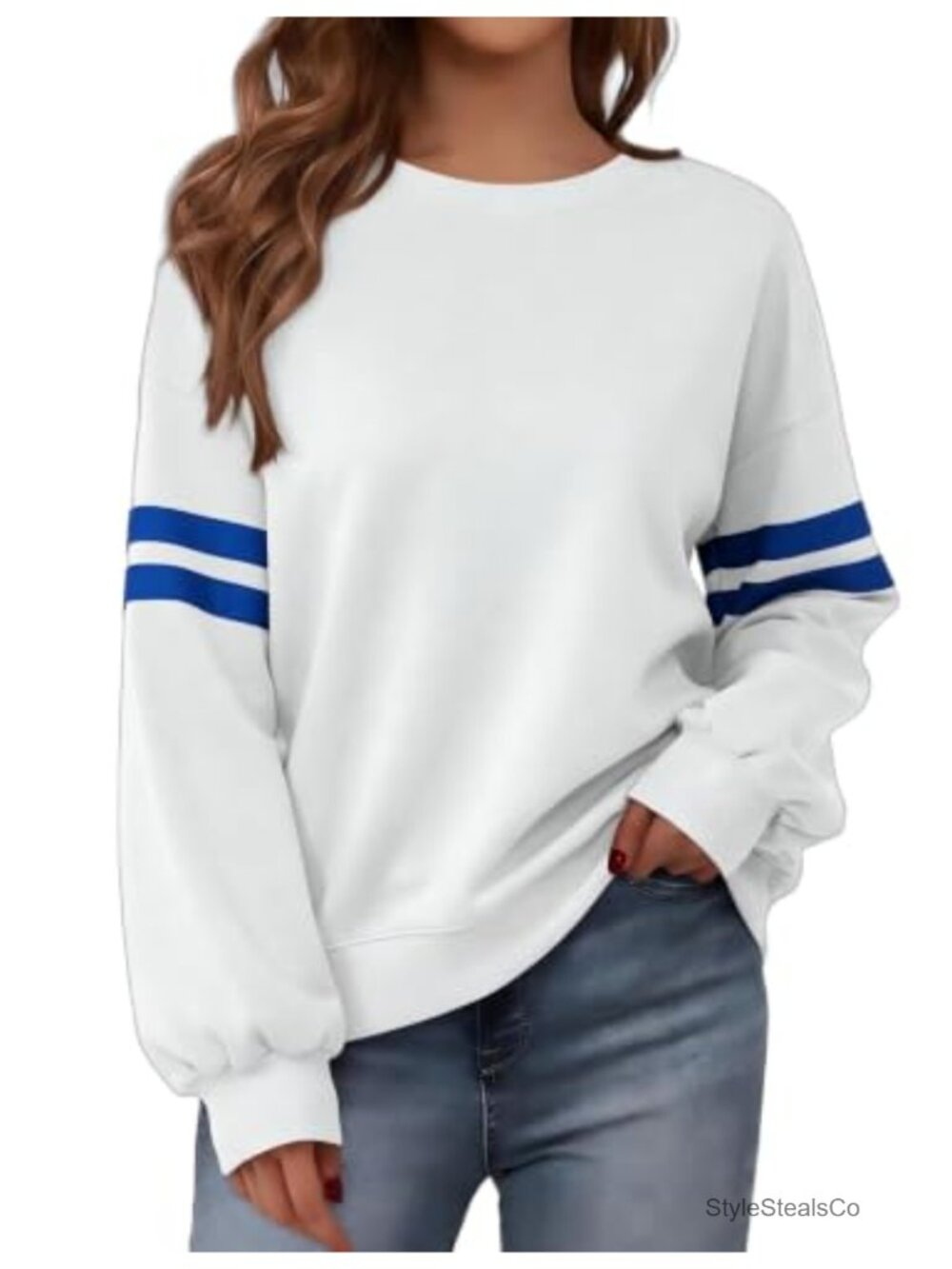 Oversized Varsity Striped Sweatshirt Lightweight Knit Pullover